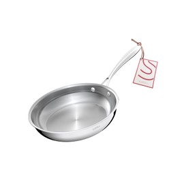 SANFELA 9.5 Inch Stainless Steel Frying Pan, 5-Ply Stainless Steel Pan, Dishwasher and Oven Safe, Induction Pan, Even Heat Distribution