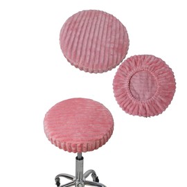 Shukii - Juego de 2 fundas redondas para taburetes de bar, fundas suaves para taburetes con cojín elástico para taburetes redondos, fundas de asiento para bar y silla redonda (rosa, extragrande)