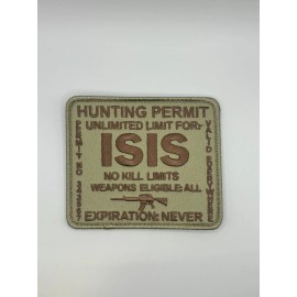 DESERT TAN ISIS HUNTING PERMIT EMBROIDERED HOOK PATCH