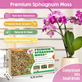 Legigo 5.3oz Premium Sphagnum Moss Potting Mix- Natural Succulent Carnivorous Plants Moss Dried, Plant Growing Medium for Orchid Succulent Sarracenia Orchid Gardening Plants Reptiles, 6 QT