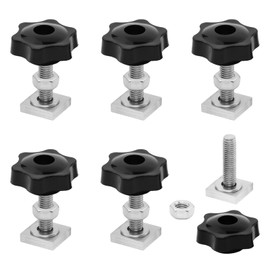 BEASAFY 6 pieces T-slot adaptor, M8 x 35 mm, slot stones, roof rack with T slot nuts and star grip nuts, washers, nuts, for roof racks, roof box