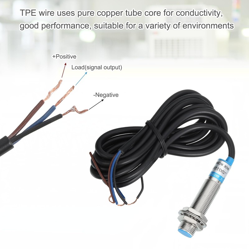 sourcing map Inductive Proximity Sensor,PNP NC M12 DC 6-36V 300mA