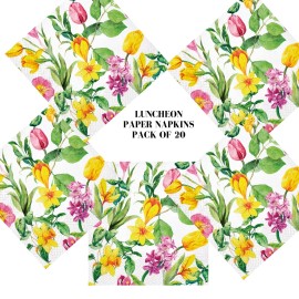 Decoupage Paper Napkins Luncheons Tulips Floral Flowers Spring Lot of 20