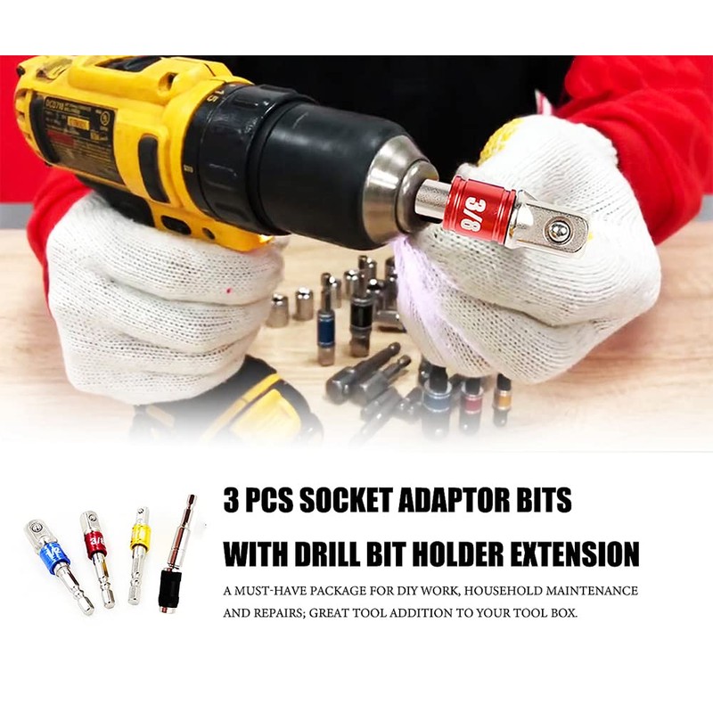 Impact Driver Socket Adaptor Bits Set 3PCS+ Quick Release Magnetic