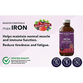Maxion Maxion Iron Blood Booster Supplement to Combat Iron Deficiency Anemia, Fight Fatigue and Build Blood Cells, 250ml (1)