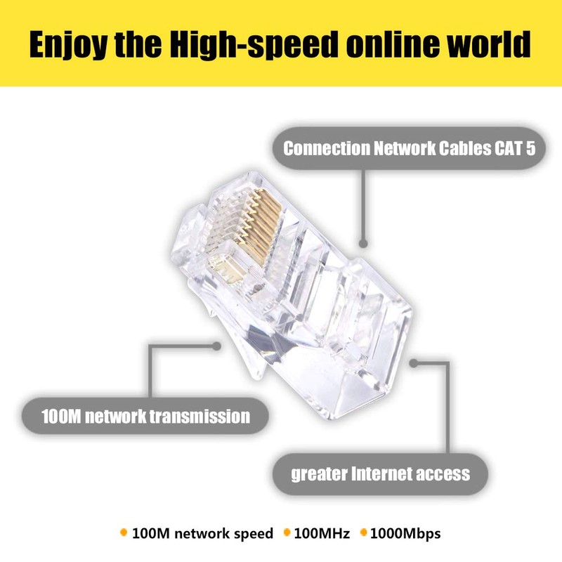 VCELINK Pass Through RJ45 Connector CAT5 CAT5E RJ45 Ends 50pcs