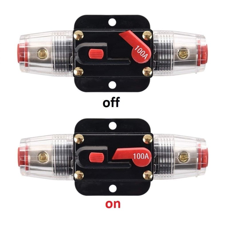 JIAKUPA 2Pcs 12V-24V DC 100A Fuse Holder Fuse Circuit Breaker