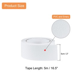 uxcell Non Skid Tape 2 in x 16.5 ft Waterproof Frosted Non Slip Grid Tape Self-Adhesive Backing for Stairs Treads, Hardwood Floor, Indoor and Outdoor Steps, White