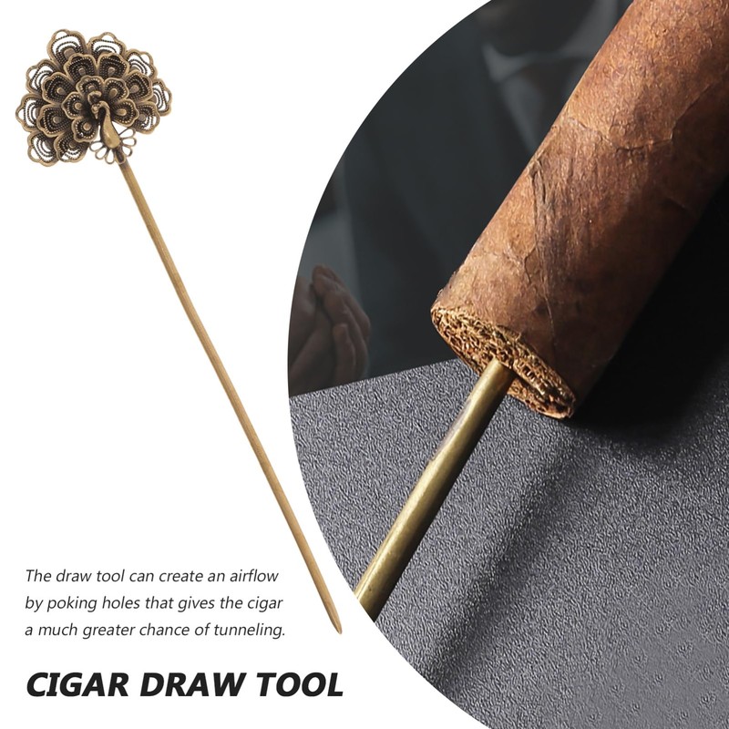 KOMBIUDA Peacock Design Copper Cigar Draw Enhancer Tool Durable Cigar