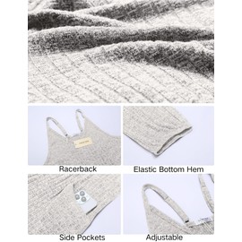 Ekouaer Women'S Summer Jumpsuit for Women Casual Sleeveless Jumpsuit Soft Onesies Jumpsuit V Neck Romper with Pockets (Light Grey,Medium)