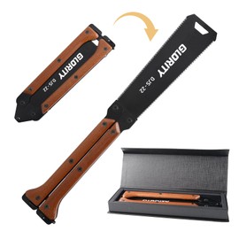 Glority Folding Japanese Saw, 140 mm Hand Saw with Double Edges of 13/14 TPI, Made of SK5 Carbon Steel and Three-Sided Grinding Tooth Design, Portable Japanese Pull Saw for Woodworking & DIY