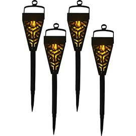 Seasonals - Blacky Solar Plug Set of 4, each 30 cm high and 7 cm wide, with effective shadow, twilight sensor, outdoor lighting for balcony or garden or flower beds
