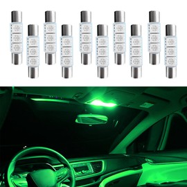 QZTYTY 10PCS T6 5050 Car LED Sun Visor Lights, Festoon LED Bulb, Car 28mm LED Reading Light, Car Interior Sun Visor Vanity Mirror Dome Light Lamp Universal for Most Vehicles (Green)