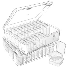 Douorgan Small Bead Storage Containers 30 Pieces Plastic Storage Organizers Stackable Art Storage Case Transparent Boxes Jewelry Beads Storage Box (2 Pack)