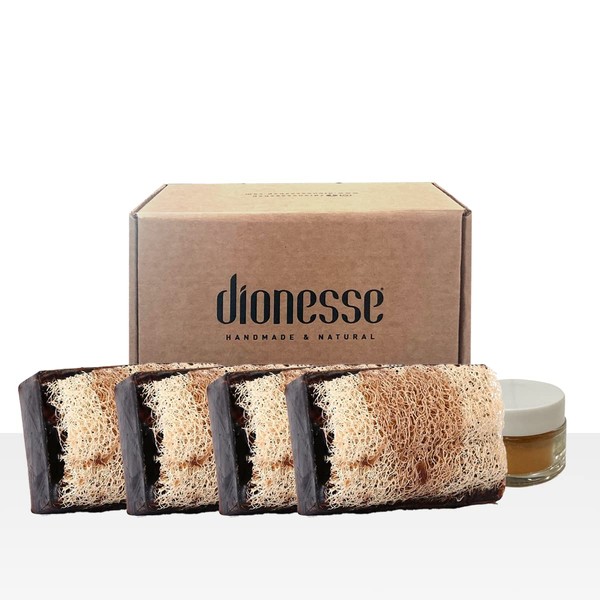 Dionesse Pumpkin Fibre, 100% Vegan Natural Soap & Natural Product, Plastic-Free and Fair Trade, Handmade (Juniper Tar, 130 g x 4)