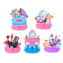 Qpout 9 Pieces Spa Party Decorations Makeup Birthday Party Decorations, Spa Party Table Centerpieces, Spa Birthday Party Supplies For Girls, Centerpiece Table Decorations For Spa