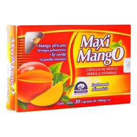 Maxi Mango Suplemento Nutricional Herbal 30 Cápsulas Sabor Mango
