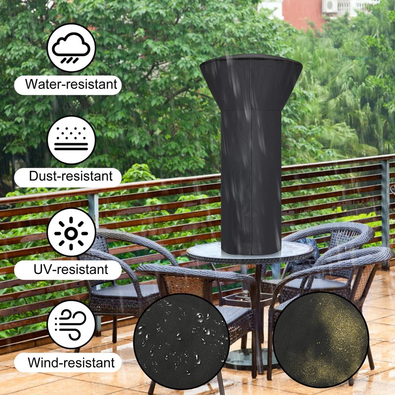 Hualedi Patio Tabletop Heater Covers with Zipper and Storage Bag,Waterproof,Dustproof,Wind-Resistant,Sunlight-Resistant,Snow-Resistant,Black,38''