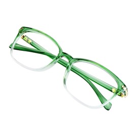 Gafas de bloqueo de luz azul para mujer, antifatiga visual, lectura de computadora, gafas de TV, elegante marco cuadrado, antideslumbrante (verde claro, +1.00 aumentos)
