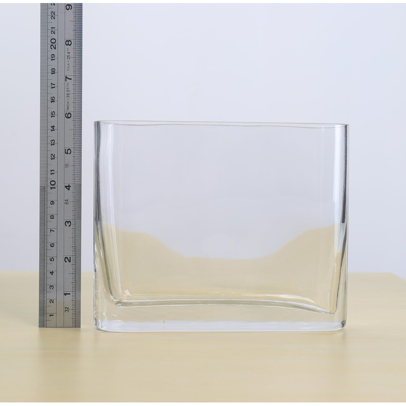 CYS EXCEL Glass Book Vase (H:6" Open:7"x2") Round Edge Oval