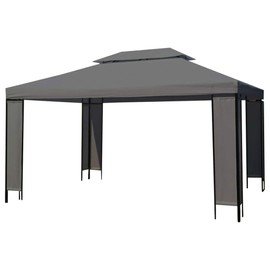 vidaXL Spacious Steel & Fabric Canopy Gazebo in Anthracite and Black - 157.5"x118.1"x107.5" with Vented Roof for Optimum Air Circulation