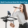 Multi-Functional Metal Microphone Stand Tray with Phone Holder - Universal