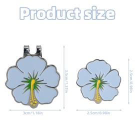 2pcs Magnetic Golf Ball Marker with Hat Clip, Flower Shape Golf Marker Magnet Set Cap Hat or Visor Clip Sports Bag Accessories for Women Men Golfer Friends Gift (Blue)