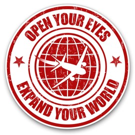 Vinyl Stickers (Set of 2) 7.5cm - World Travel Plane Flight Traveller #5574