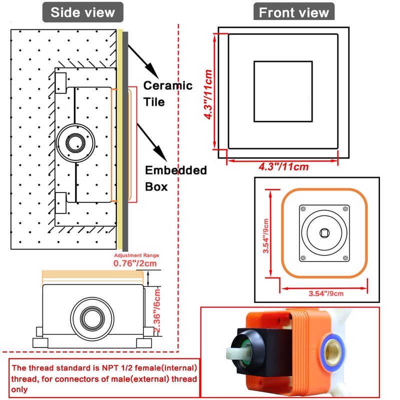 Enga Single Function Square Shower Mixer Valve - Wall Mount