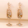 Champagne Glass Earrings, Women's Champagne Glass Dangle Earrings, Handmade Crystal