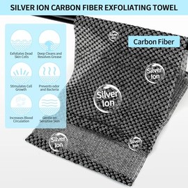 Toallas de baño exfoliantes, esponja exfoliante corporal japonesa premium, esponja de loofah mejorada rica en iones de plata y fibra de carbono, exfol