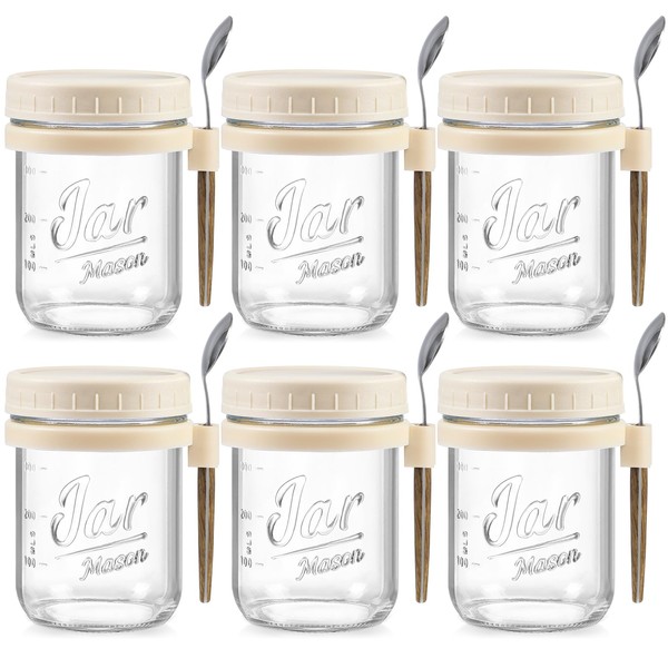 LANDNEOO 6 Pack Overnight Oats Containers with Lids and Spoons,