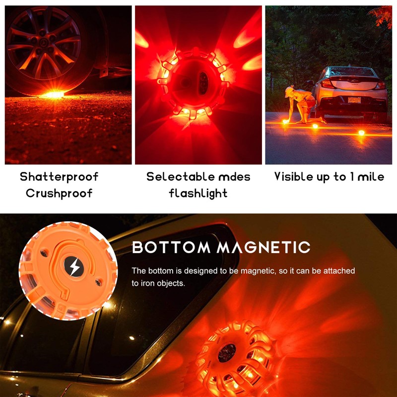 SHMZK 3 PCS LED Road Flares, Flashing Warning Light Emergency