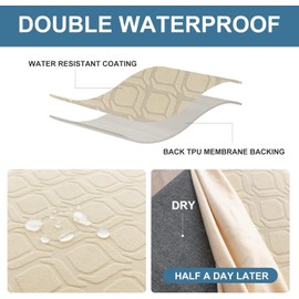 KACOMACO 4Pcs Waterproof Chair Covers Set of 4 Stretch Washable Armless Chair Slipcovers for Dining Living Room,Hotel, Banquet (Beige)