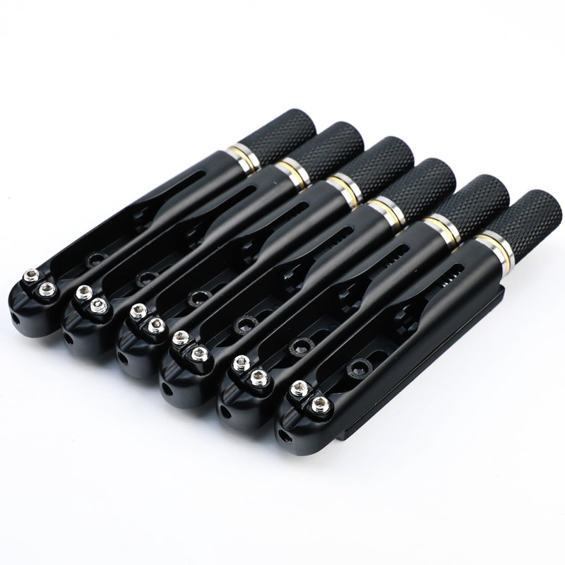 OVSAL Fanned Fret Headless Guitar Bridge，CNC Zinc Alloy 6 String