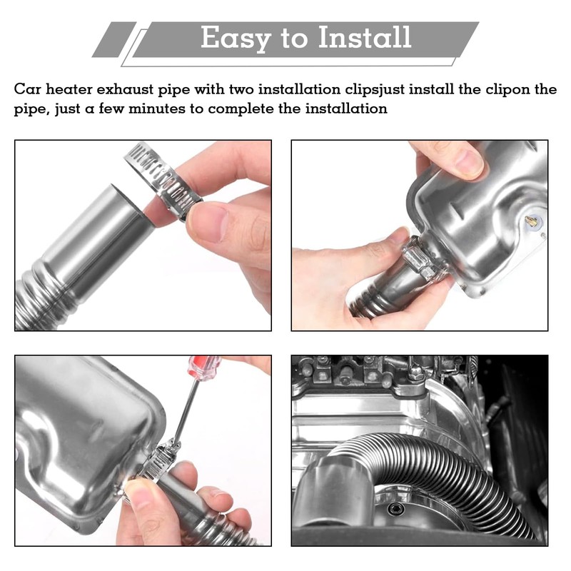 100cm Heater double-layer exhaust pipe with Clamps, Flexible auxiliary heater