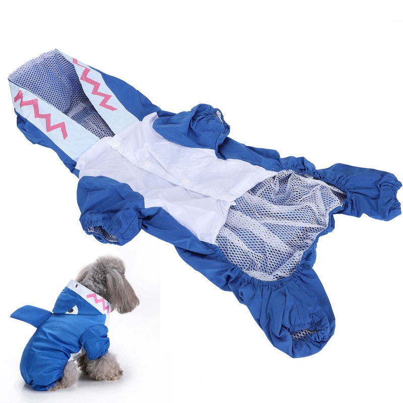 Dog Cute Raincoat Hooded Cloak Rain Jacket Cover Waterproof Polyester
