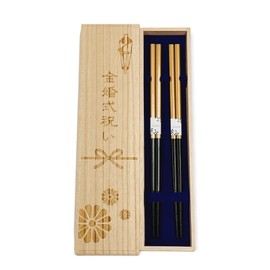 118 Couple Chopsticks Dishwasher, Gold, Gold Wedding Celebration Design, Paulownia Box, Wrapping, Gift for Parents
