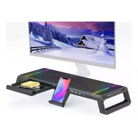 Ice Coorel Soporte Elevador  Plegable Para Monitor Game Juego Con Led Rgb, 4 Usb Y Cajón