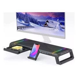 Ice Coorel Soporte Elevador  Plegable Para Monitor Game Juego Con Led Rgb, 4 Usb Y Cajón