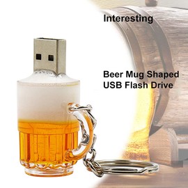 USB Flash Drive 64GB Cute Beer Mug Shaped USB Drive Thumb Drives USB 2.0 Memory Stick for External Data Storage