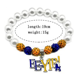MenglisiMenglisiYBW Youngsome SIGMA GAMMA RHO sorority society Personality EEYIP enamel metal pendant white simulated pearl bead bracelet
