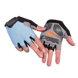 BrightGlow Breathable Fitness Gloves Weightlifting Gloves for Men and Women Half Finger Gloves Non-Slip Sports Gloves Cycling Gloves Training Gloves Blue (Plus) M