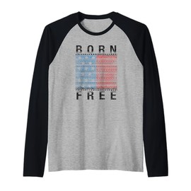 Trendy Born Free American Flag Poster Raglan Baseball Tee