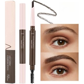 Eyebrow Pencil, Double Ended Eyebrow Pencil, Eyebrow Pencil, Waterproof Long Lasting Sweatproof Easy Coloring Eyebrow Pencil and Eyebrow Brush for Beginners Practical Eyebrow Ink Pencil-06# Ebony