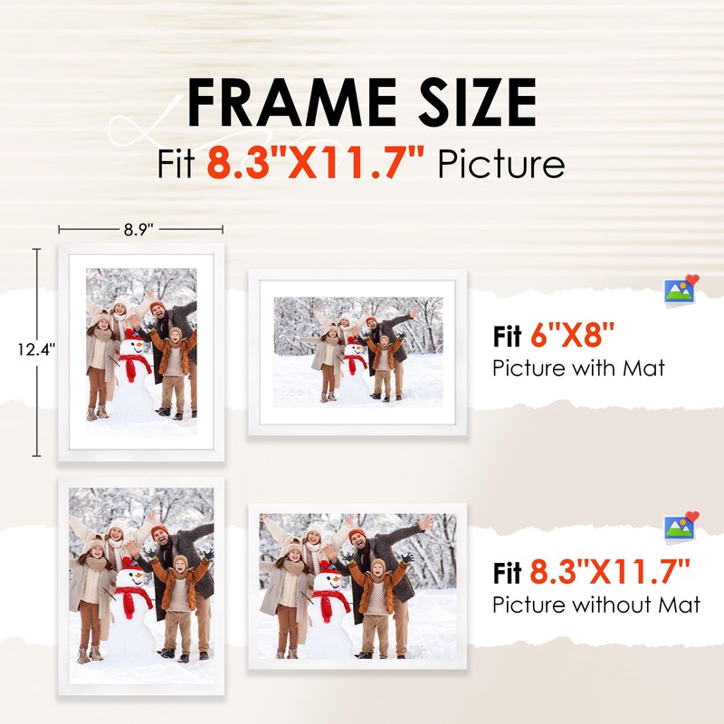 FIXSMITH A4 Picture Frame Set of 2, White Photo Frame