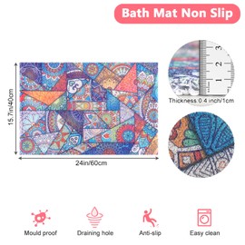 Loofah Shower Mat, Bath Mat Non Slip, Anti Mould Shower Mats for Inside Shower, 60 x 40 cm Shower Mats with Drain, Washable Bath Mats for Bathroom Floor, PVC Bathtub Mat for Elderly, Quick Dry