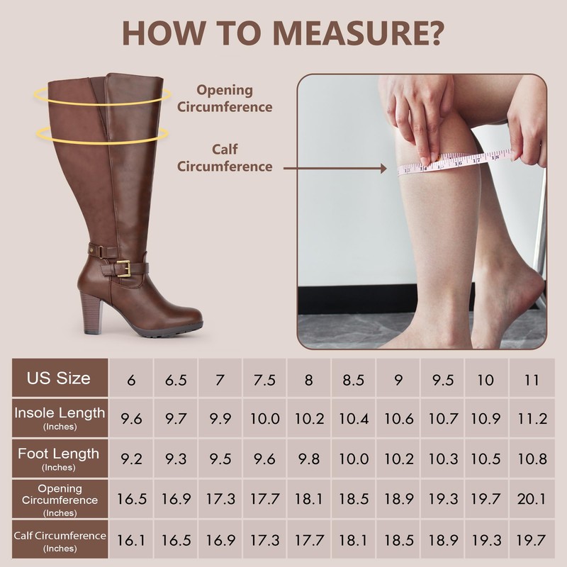 Chicblooms Women's Plus Size Extra Wide Calf High Heel Dress