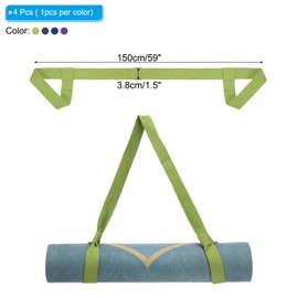 PATIKIL Yoga Mat Strap, 4 Pack Adjustable Yoga Mat Carrier Straps Sling Cotton Anti Slip Mat Holder Stretching Band for Exercise, Dark Green/Dark Grey/Navy Blue/Dark Purple