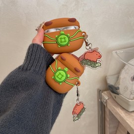 Rertnocnf Case Compatible with 2024 Airpods 4, Cute Kawaii Turtle Capybara Design Portable Cartoon Earbuds Accessories Soft Silicone Wireless Earphone Shockproof Protector with Keychain